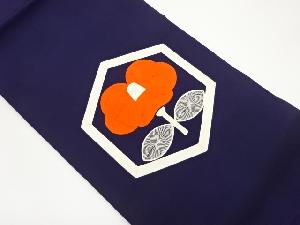 塩瀬亀甲に遠州椿模様刺繍名古屋帯